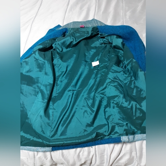 #12.Save the Queen Women's Coat. Size: Small. Aqua and Blue color. Made in Italy - Picture 11 of 16